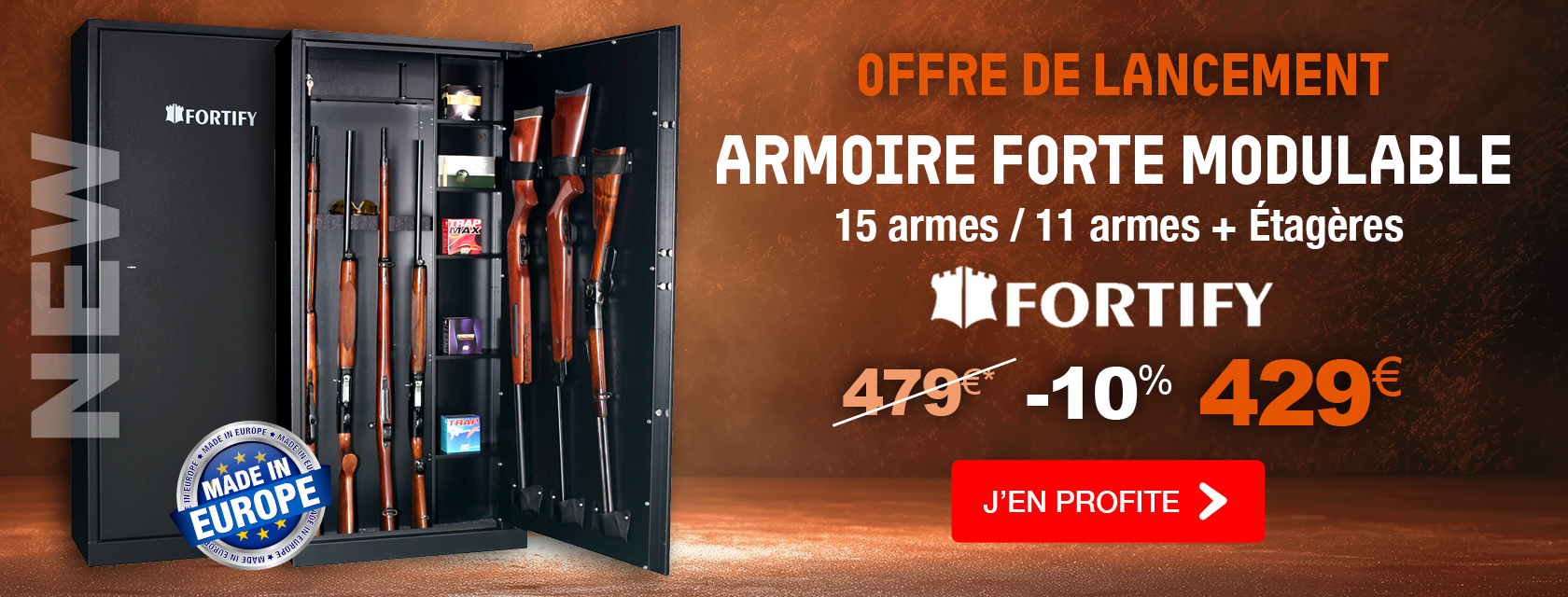 Offre de lancement / Coffre FORTIFY modulable 11 / 15 armes
