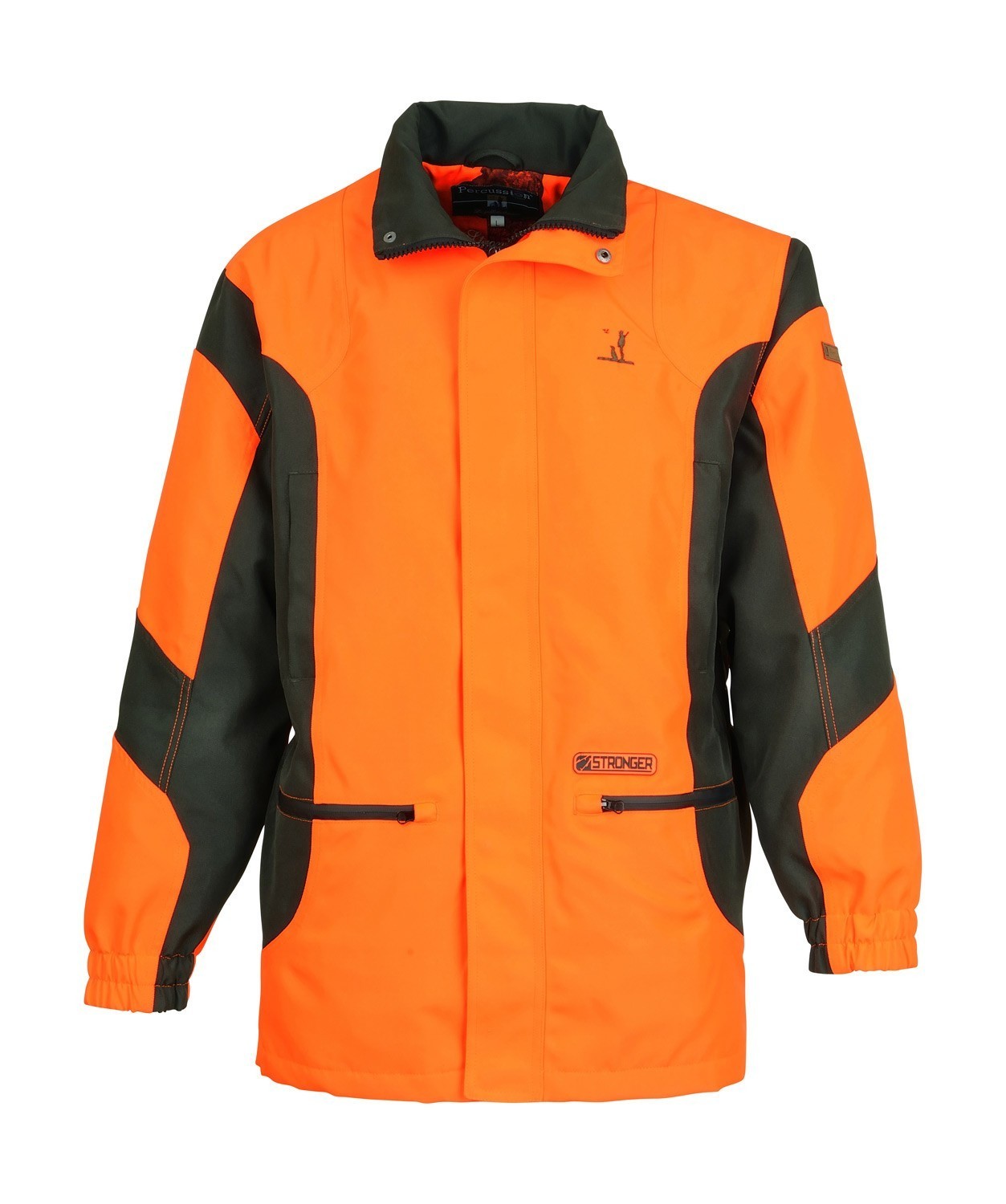 Veste de traque Percussion Stronger Evo - Orange, Orange, Taille L, MADE IN CHASSE - Equipements de chasse