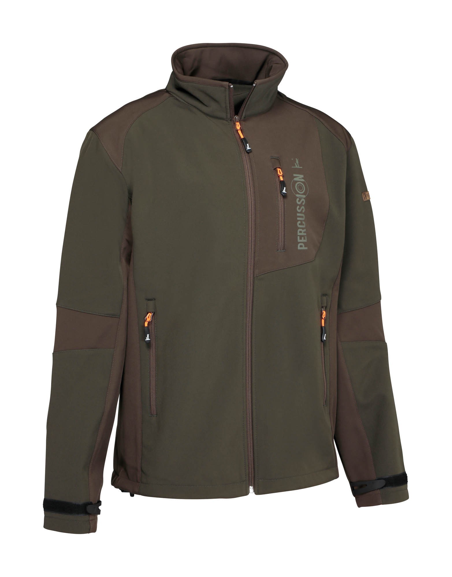Blouson de chasse softshell Percussion Vert - Marron, Marron, Taille M, MADE IN CHASSE - Equipements de chasse