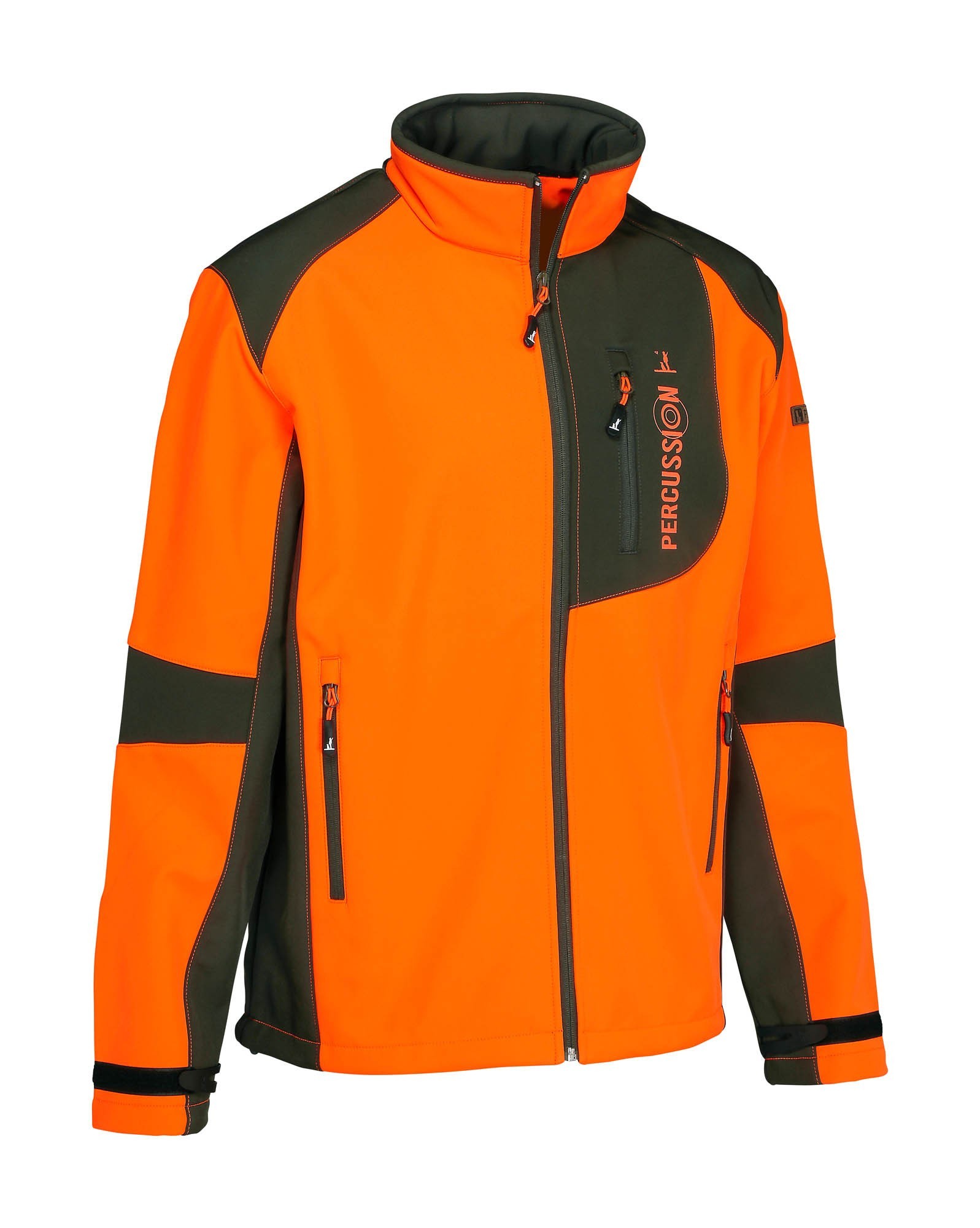 Blouson de chasse softshell Percussion Orange - Kaki, Orange, Taille M, MADE IN CHASSE - Equipements de chasse