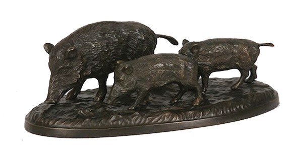 Bronze Laie suitée de 2 marcassins, MADE IN CHASSE - Equipements de chasse