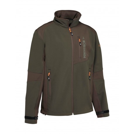 Blouson de chasse softshell Percussion Vert - Marron