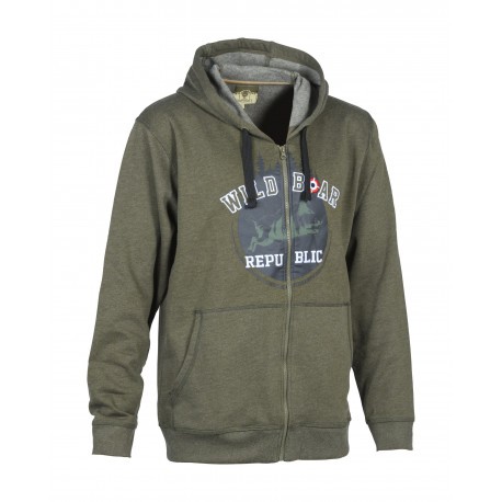 Sweat-shirt de chasse à capuche Percussion Wild Boar Republic - Kaki