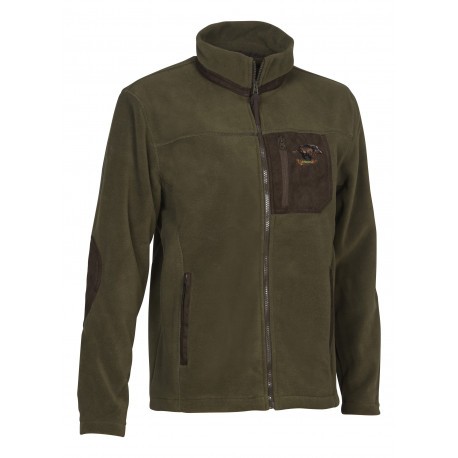 Blouson de chasse polaire Percussion Cor brodé Sanglier - Kaki