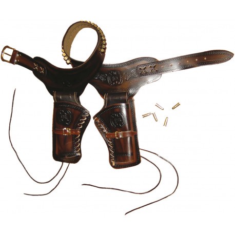 Ceinturon avec holsters pour paire de revolvers western