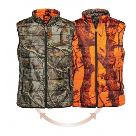 Gilet ouatiné réversible Percussion Warm - Black & Blaze / Forest Evo