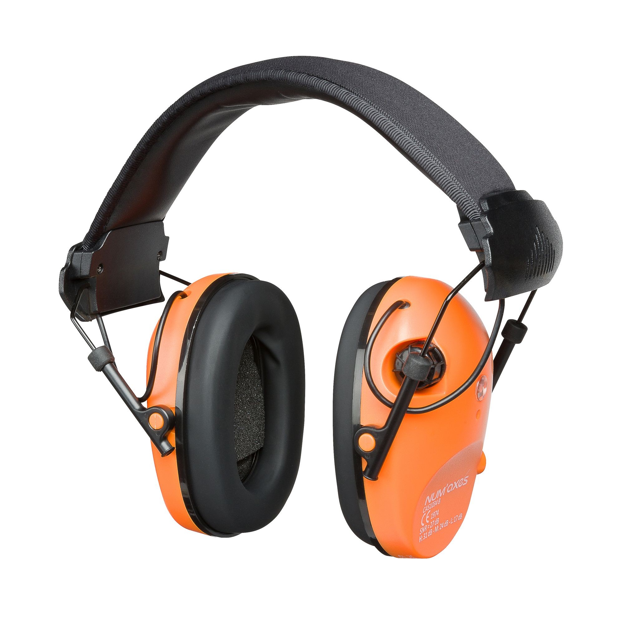Casque antibruit électronique Num'Axes CAS1034 Orange, MADE IN CHASSE - Equipements de chasse