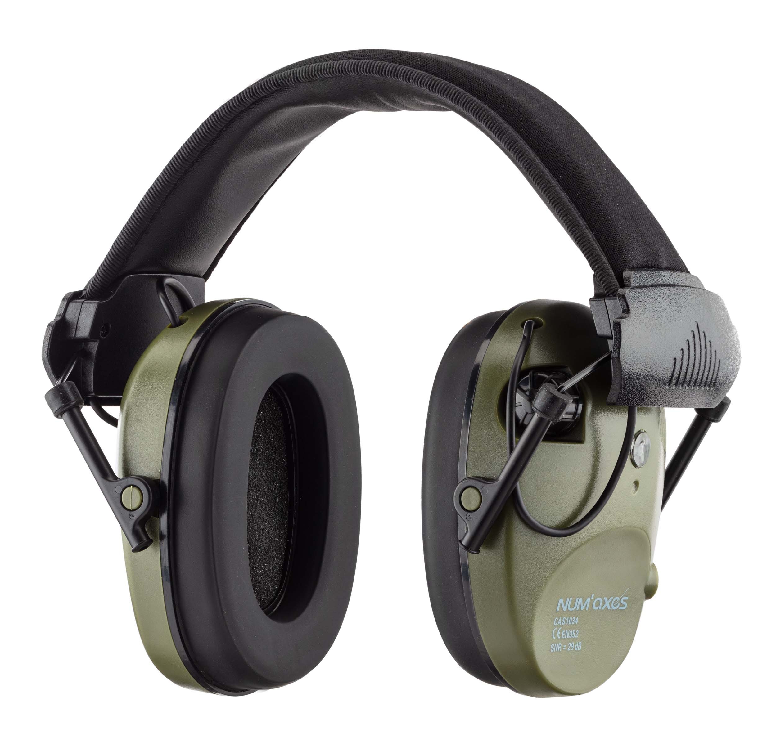 Casque antibruit électronique Num'Axes CAS1034 Kaki, MADE IN CHASSE - Equipements de chasse