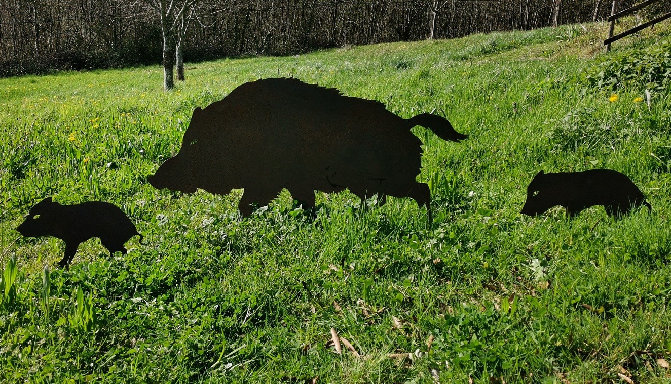 Lot de 3 silhouettes métalliques famille de Sangliers, MADE IN CHASSE - Equipements de chasse
